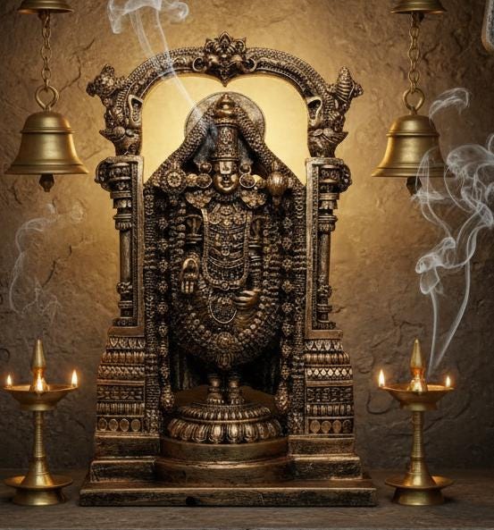 38 cm Tirupati Balaji Statue - Polyresin Showpiece | Lord Venkateswara Idol | Home Decor - KRIDHA DECOR
