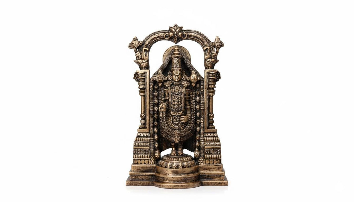 38 cm Tirupati Balaji Statue - Polyresin Showpiece | Lord Venkateswara Idol | Home Decor - KRIDHA DECOR