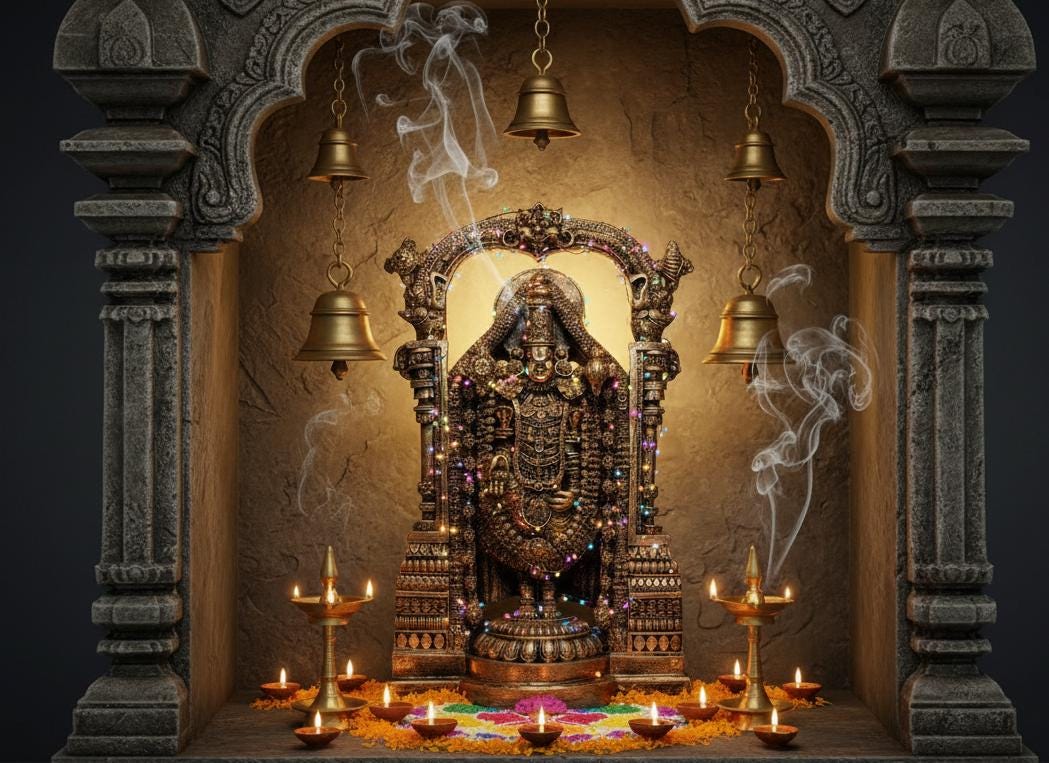 38 cm Tirupati Balaji Statue - Polyresin Showpiece | Lord Venkateswara Idol | Home Decor - KRIDHA DECOR