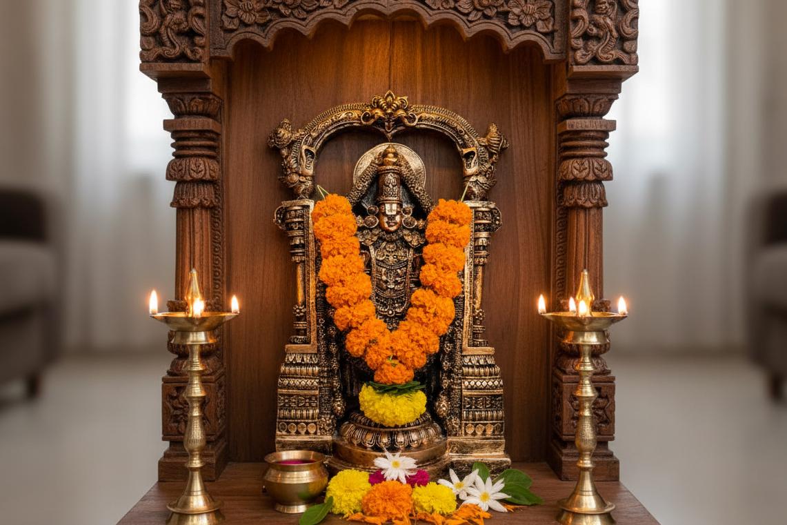 38 cm Tirupati Balaji Statue - Polyresin Showpiece | Lord Venkateswara Idol | Home Decor - KRIDHA DECOR