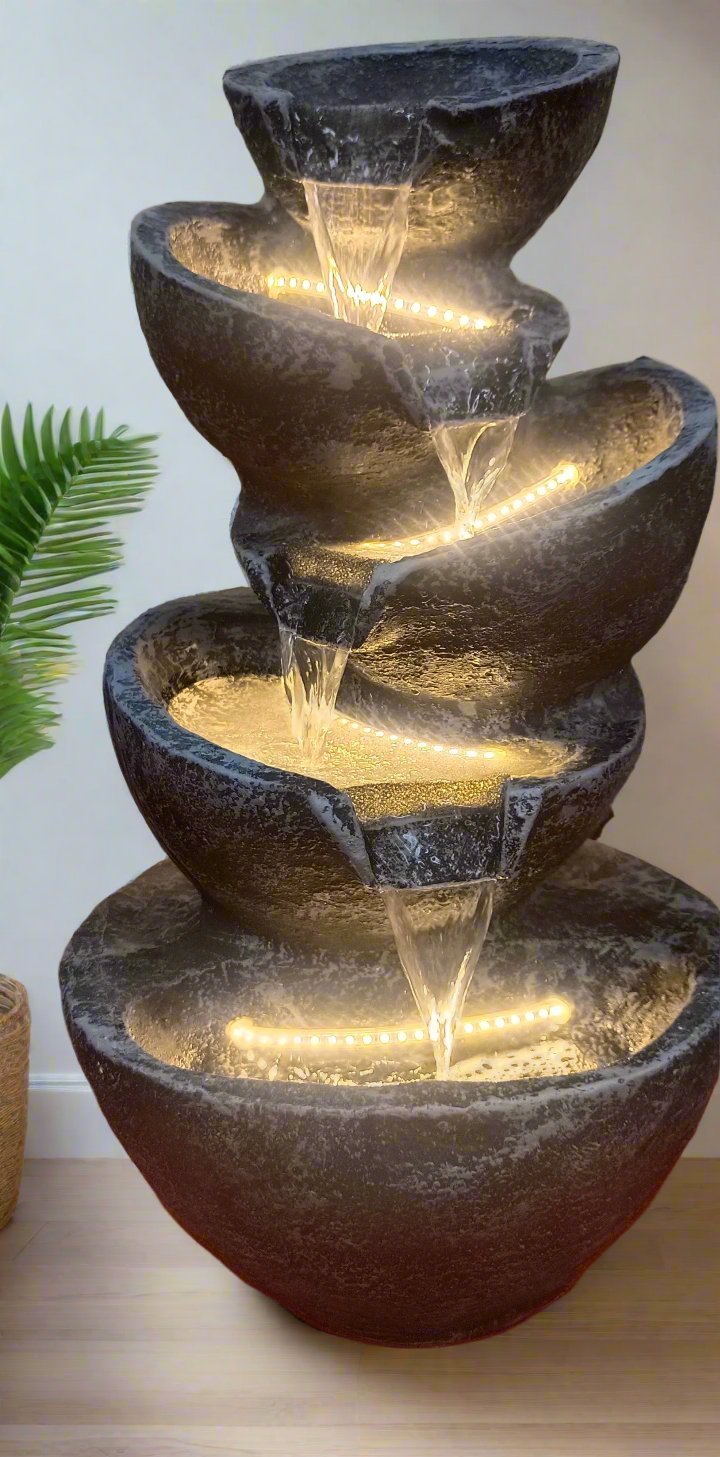 5 Bowls Cascading Resin Waterfall Fountain - KRIDHA DECOR