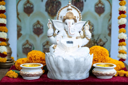 56cm Sitting Ganesh Fountain with LED Light - Tranquil Hindu Water Feature Decor - KRIDHA DECOR