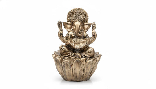 56cm Sitting Ganesh Fountain with LED Light - Tranquil Hindu Water Feature Decor - KRIDHA DECOR