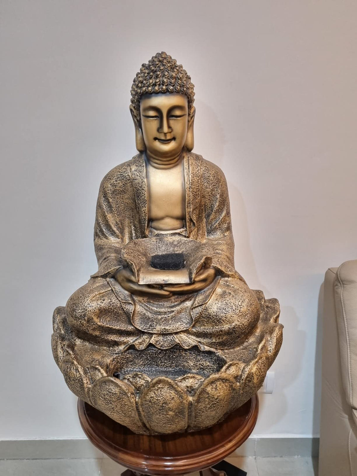 Large Buddha Fountain | Zen Waterfall Fountain | Indoor Outdoor Decor (65x65x90cm)