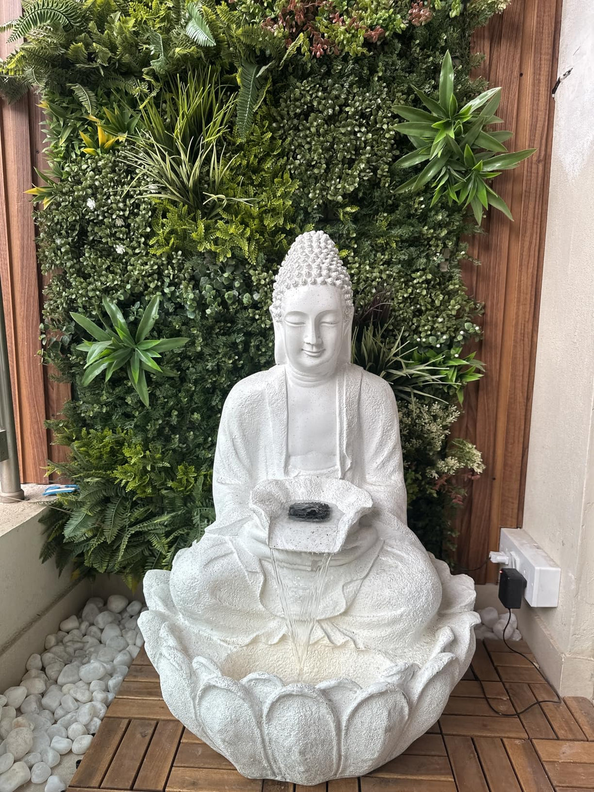 Large Buddha Fountain | Zen Waterfall Fountain | Indoor Outdoor Decor (65x65x90cm)