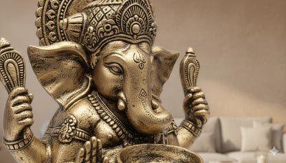 90cm Sitting Ganesh Fountain with LED Light - Tranquil Hindu Water Feature Decor - KRIDHA DECOR