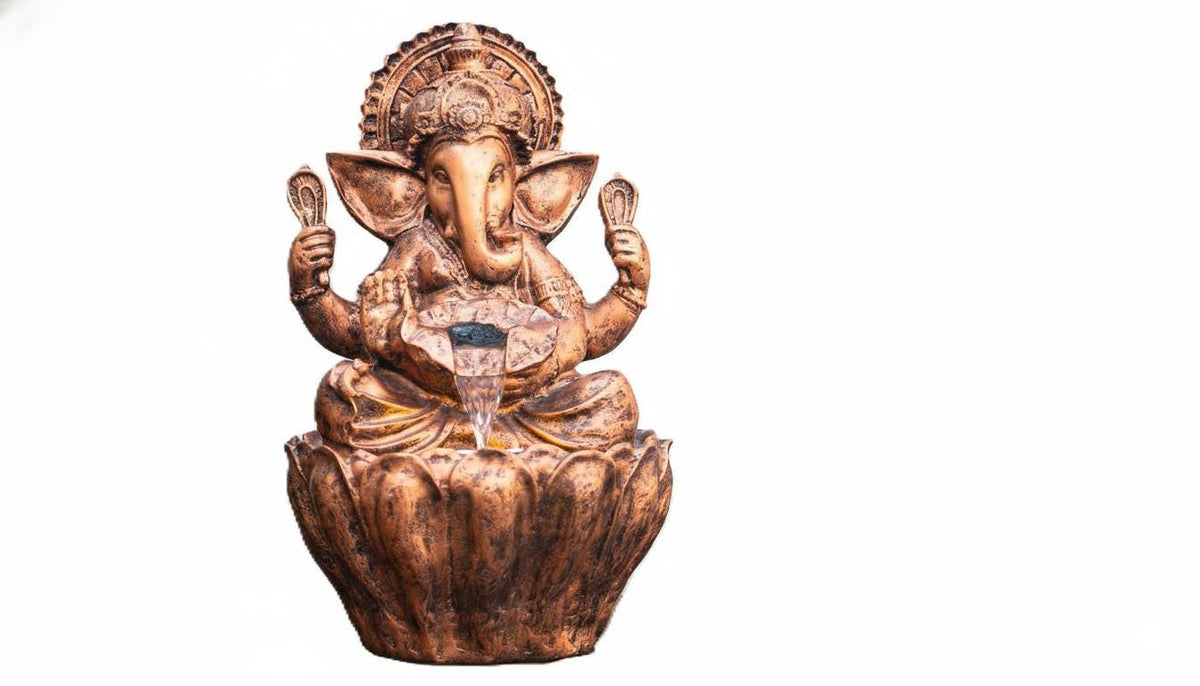 90cm Sitting Ganesh Fountain with LED Light - Tranquil Hindu Water Feature Decor - KRIDHA DECOR