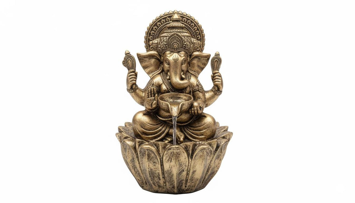 90cm Sitting Ganesh Fountain with LED Light - Tranquil Hindu Water Feature Decor - KRIDHA DECOR