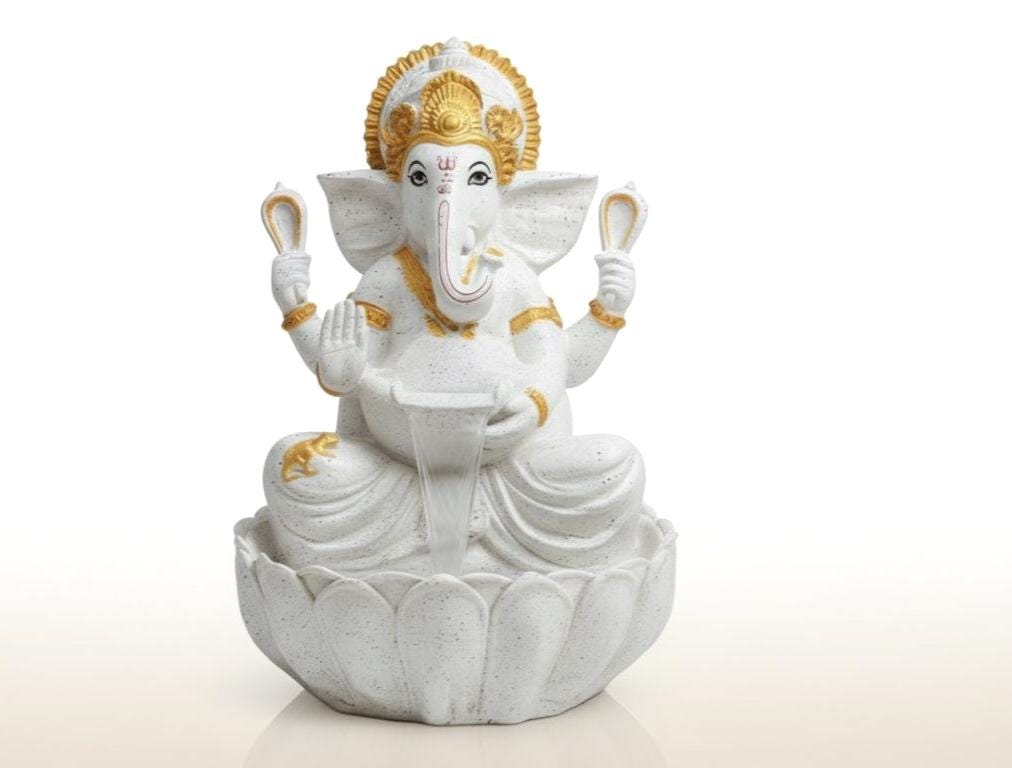 90cm Sitting Ganesh Fountain with LED Light - Tranquil Hindu Water Feature Decor - KRIDHA DECOR