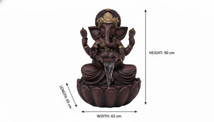90cm Sitting Ganesh Fountain with LED Light - Tranquil Hindu Water Feature Decor - KRIDHA DECOR