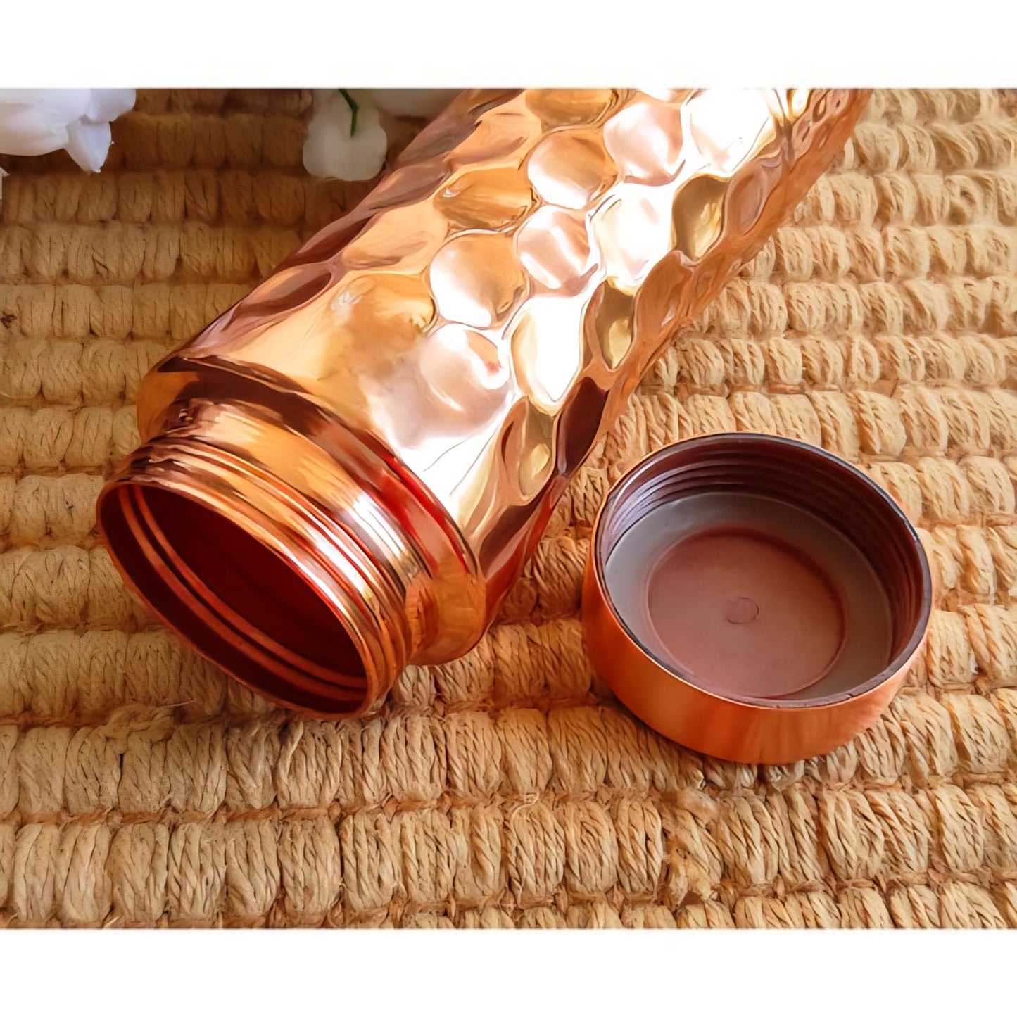 Pure Copper Water Bottle 750ML | Honeycomb Shine Design | BPA-Free Eco Friendly