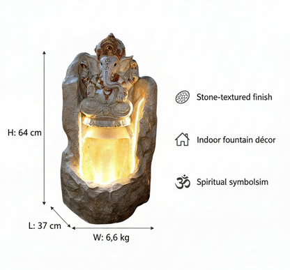 Ganesh Waterfall Fountain: LED Spiritual Garden Decor (2.5ft)