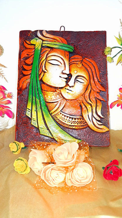 Radha Krishna Terracotta Clay Wall Hanging