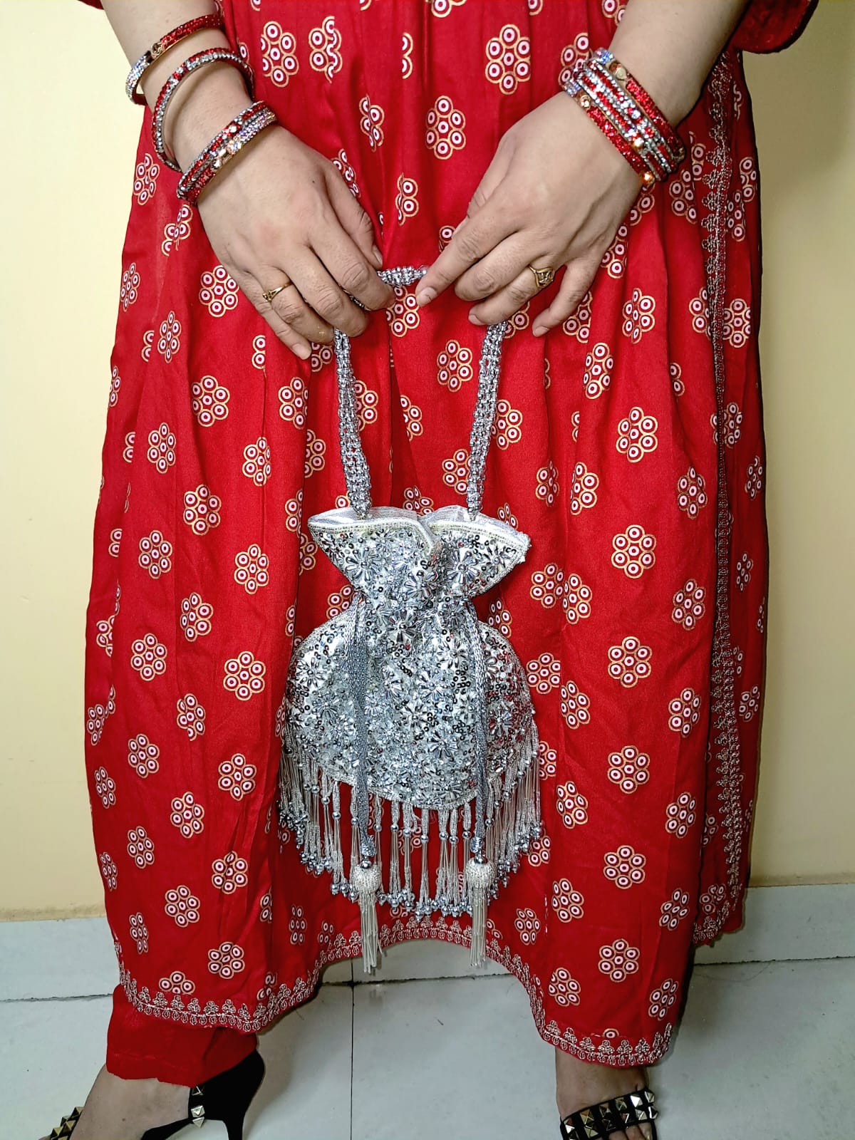 Elegant Silver Sequence Potli Bags - Perfect for Weddings and Special Occasions Gift for Her Wedding Batwa Potli Bag Zari Purse Wedding Gift