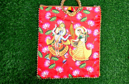 Handcrafted Radha Krishna Pooja or Wedding Return Bag | Ethnic Gift for Wedding Ceremonies & Festivals