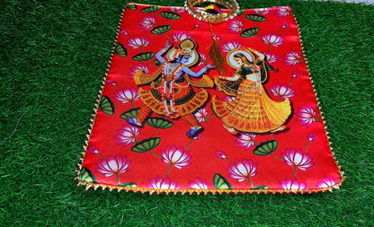 Handcrafted Radha Krishna Pooja or Wedding Return Bag | Ethnic Gift for Wedding Ceremonies & Festivals