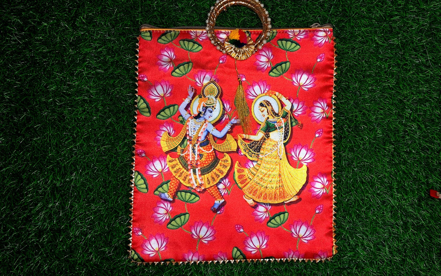 Handcrafted Radha Krishna Pooja or Wedding Return Bag | Ethnic Gift for Wedding Ceremonies & Festivals