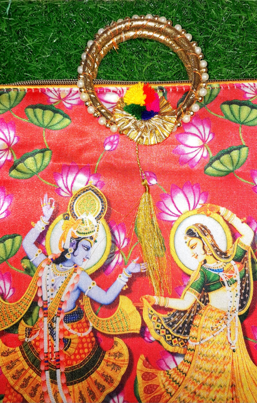 Handcrafted Radha Krishna Pooja or Wedding Return Bag | Ethnic Gift for Wedding Ceremonies & Festivals