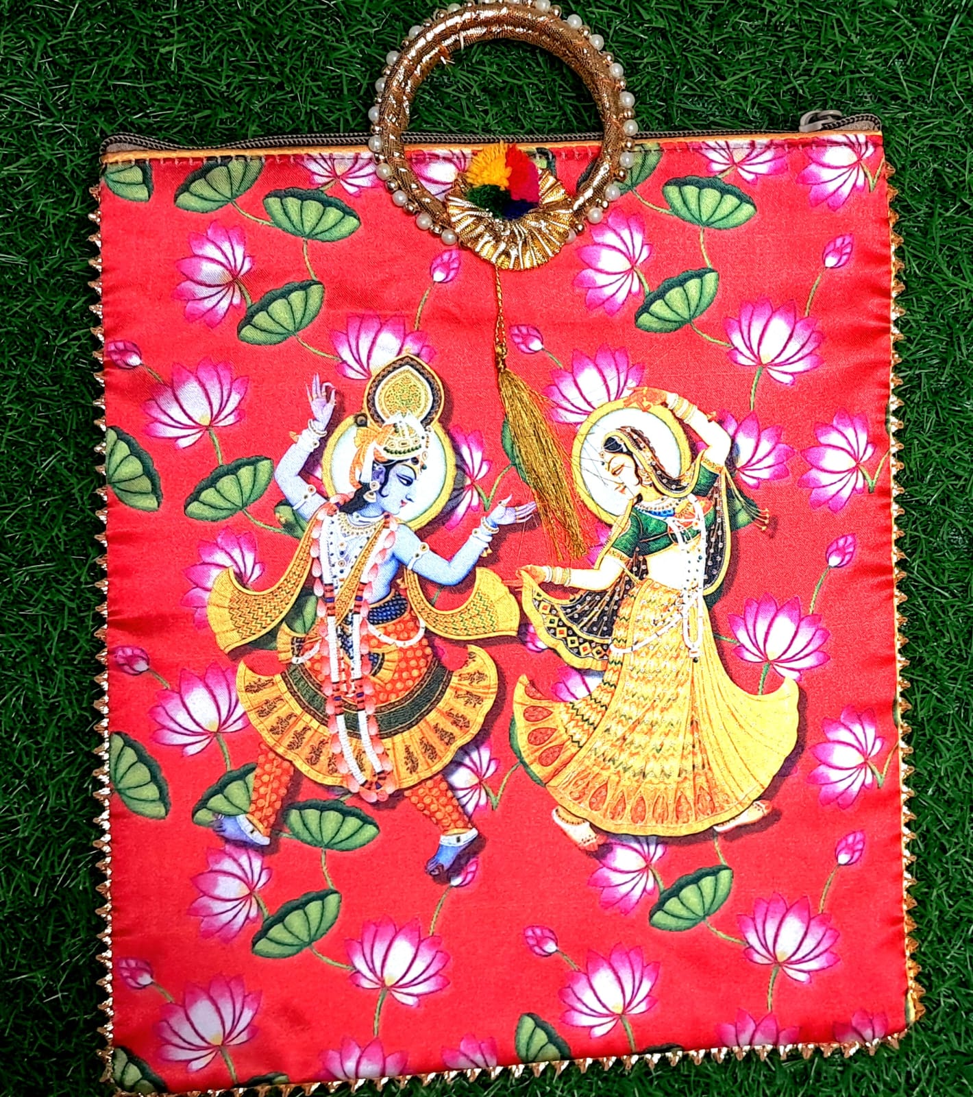 Handcrafted Radha Krishna Pooja or Wedding Return Bag | Ethnic Gift for Wedding Ceremonies & Festivals