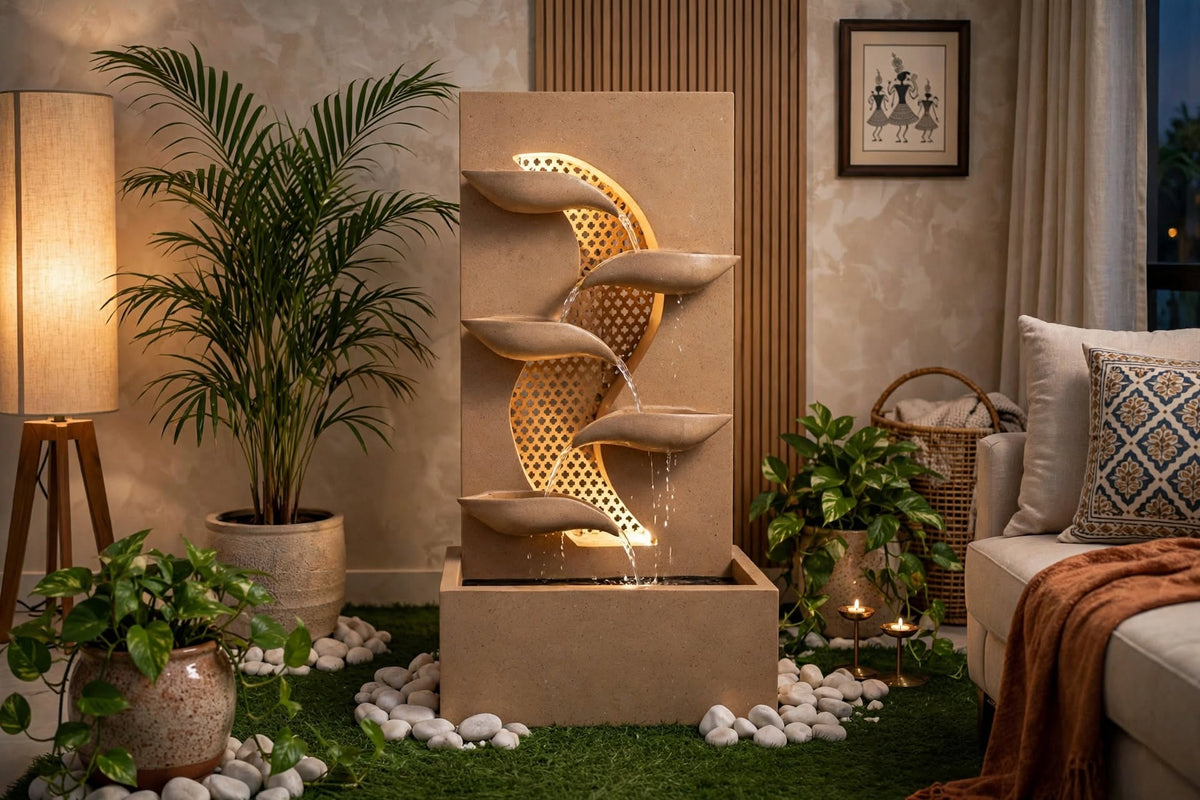Cascading Water Fountain with Built-In Reservoir