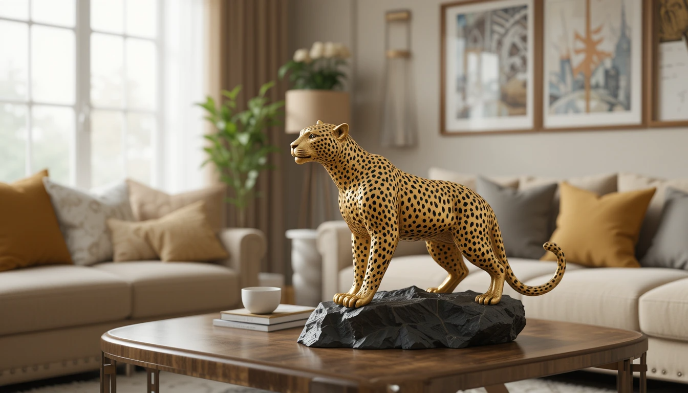 Kridha Decor Resin Leopard on the stone