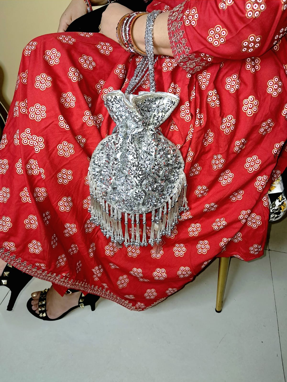 Elegant Silver Sequence Potli Bags - Perfect for Weddings and Special Occasions Gift for Her Wedding Batwa Potli Bag Zari Purse Wedding Gift