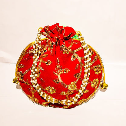 Potli bag Indian Embroidered Clutch Weddimg Anniversary Gift H*L (cm) : 23x24 )