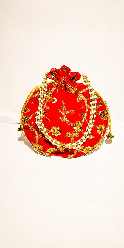 Potli bag Indian Embroidered Clutch Weddimg Anniversary Gift H*L (cm) : 23x24 )