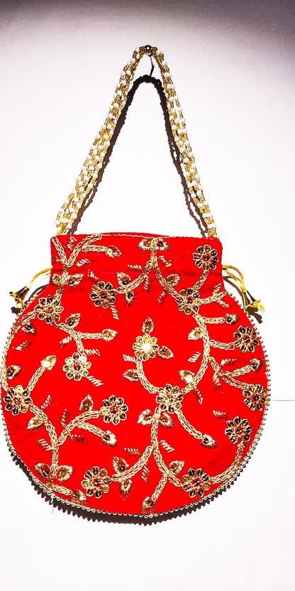 Potli bag Indian Embroidered Clutch Weddimg Anniversary Gift H*L (cm) : 23x24 )