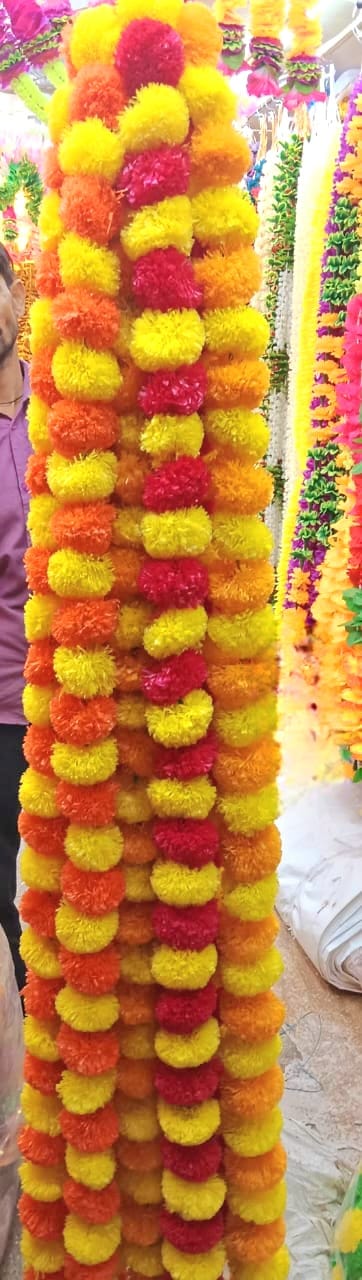 Wedding Party Artificial Marigold Flower Garland Strings Christmas Temple Diwali Festival Decor Navratri-House Warming Wedding Decor-Door valance Pooja Backdrop (Copy)