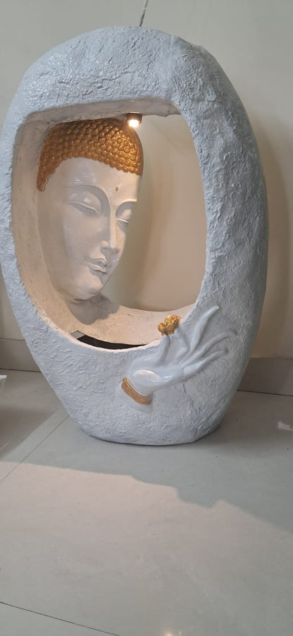 White resin indoor outdoor water fountain, view 7