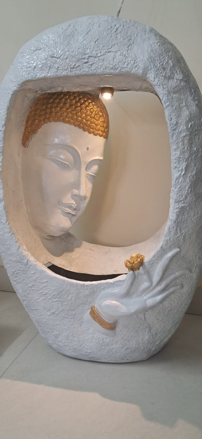 White resin indoor outdoor water fountain, view 8