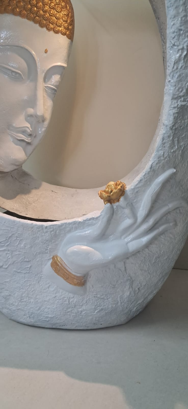 White resin indoor outdoor water fountain, view 9