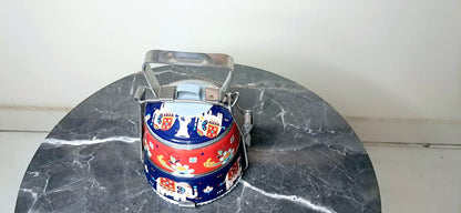 Hand-Painted Indian Tiffin Lunchbox: 2-Tier Stainless Steel Bento Box