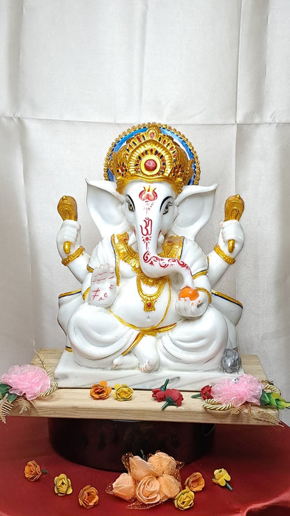 Celebrate Diwali with a handcrafted Marble Dust Ganesha Idol, perfect for home decor, office entrances, or your temple altar. - KRIDHA DECOR