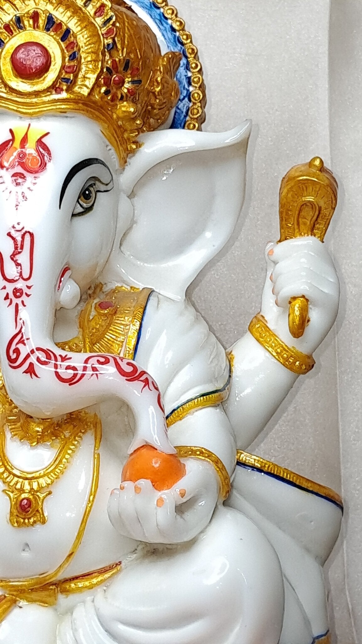 Celebrate Diwali with a handcrafted Marble Dust Ganesha Idol, perfect for home decor, office entrances, or your temple altar. - KRIDHA DECOR