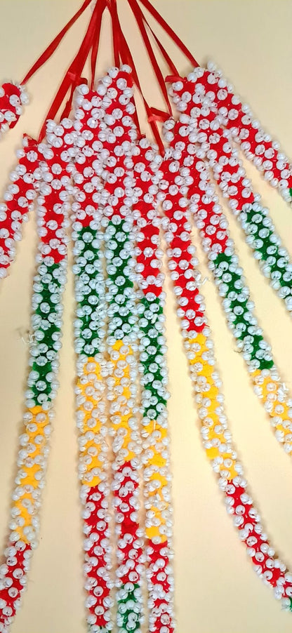 Colorful artificial flower garland strings for Diwali and wedding decor, perfect for festivals and home celebrations. - KRIDHA DECOR