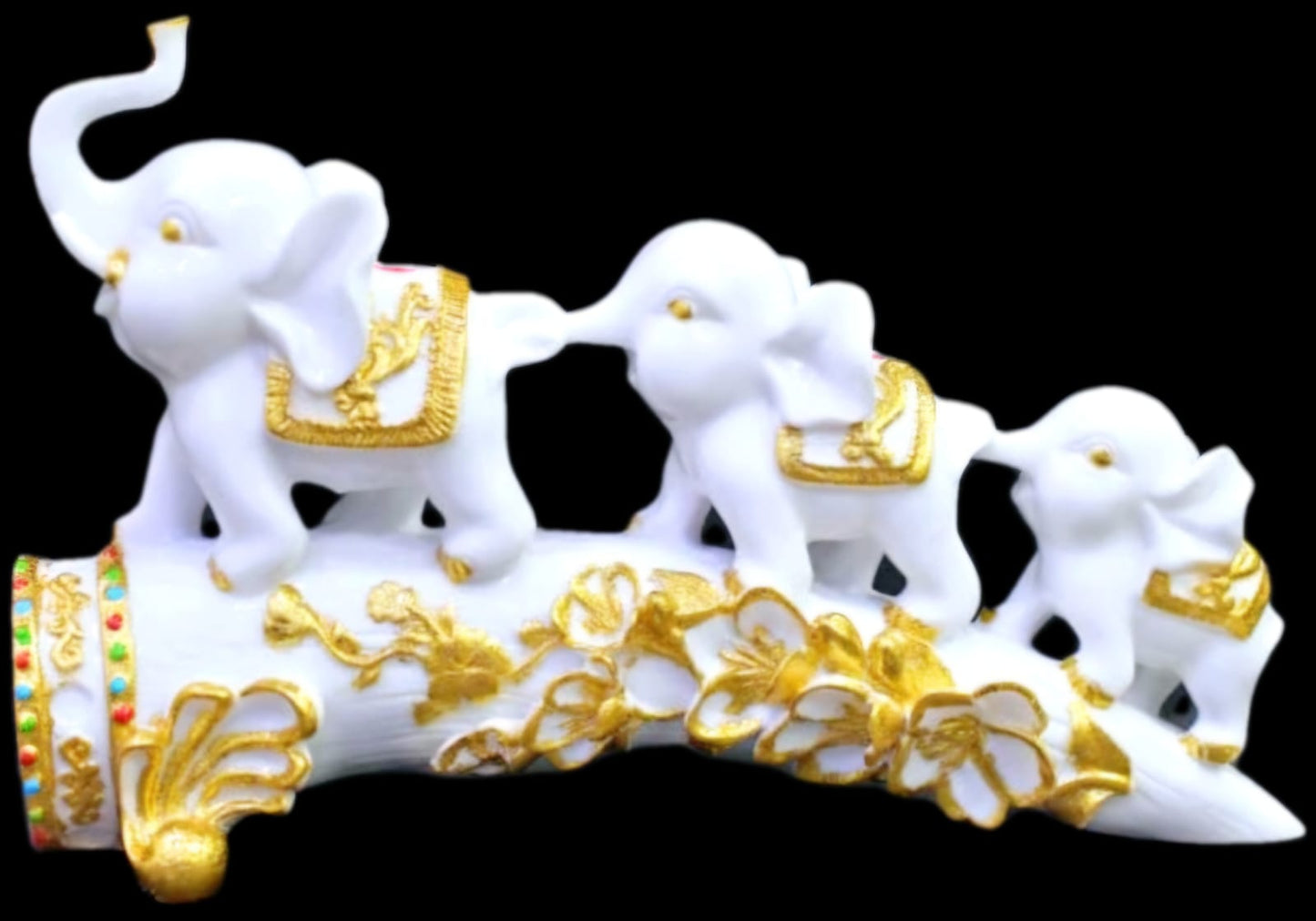 Elephant Sculpture Marble Dust Resin Finish Handmade White and Gold elephant Figurine Diwali Zen Home Decor - KRIDHA DECOR