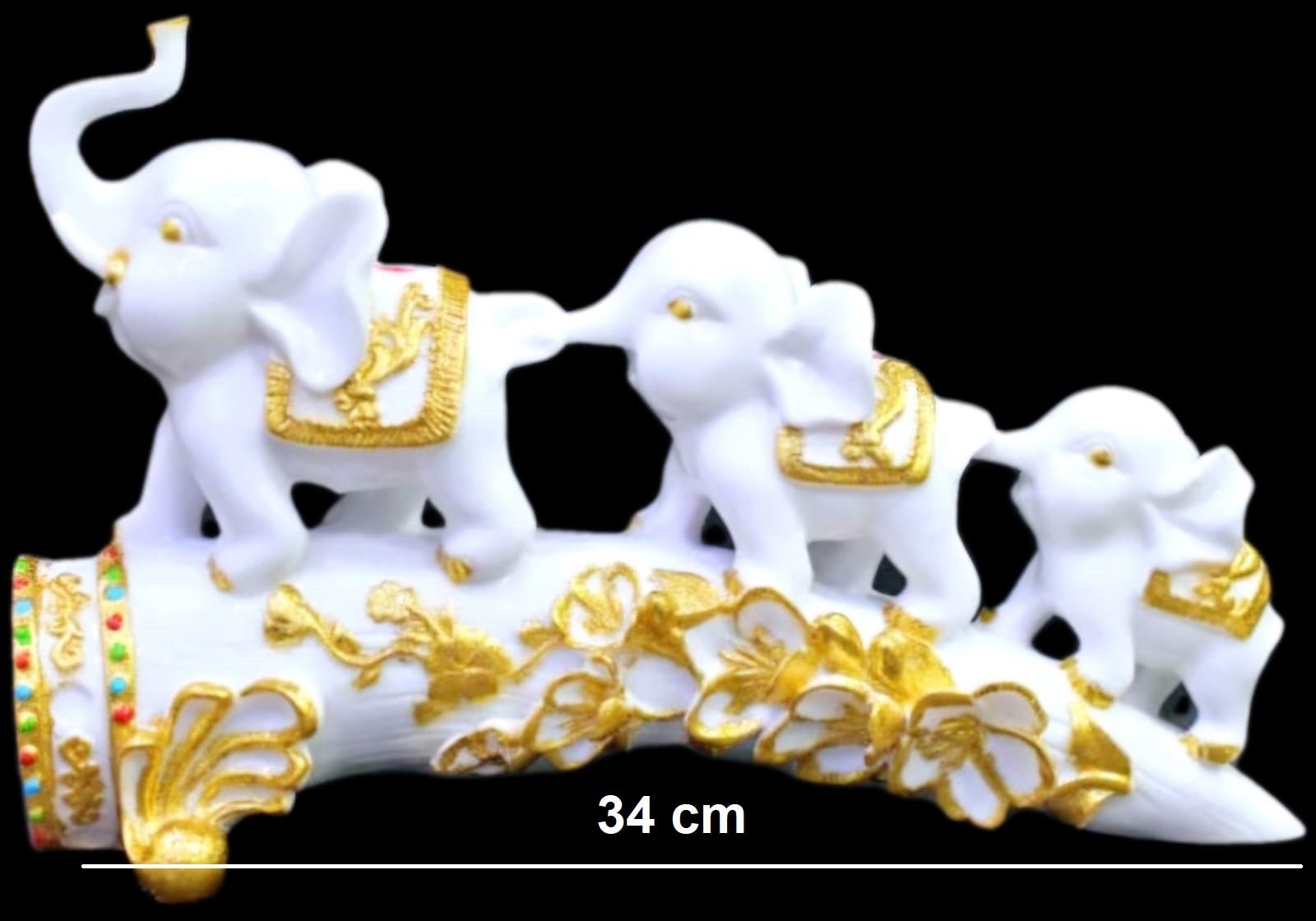 Elephant Sculpture Marble Dust Resin Finish Handmade White and Gold elephant Figurine Diwali Zen Home Decor - KRIDHA DECOR