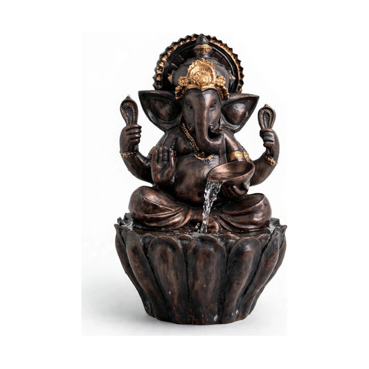 Ganesh waterfall fountain, 2.5 ft, bronze brown, on white background