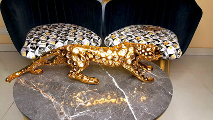 Golden Resin Panther LXWXH:60x20x17 cm - KRIDHA DECOR