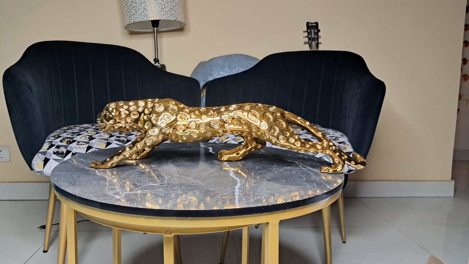 Golden Resin Panther LXWXH:60x20x17 cm - KRIDHA DECOR