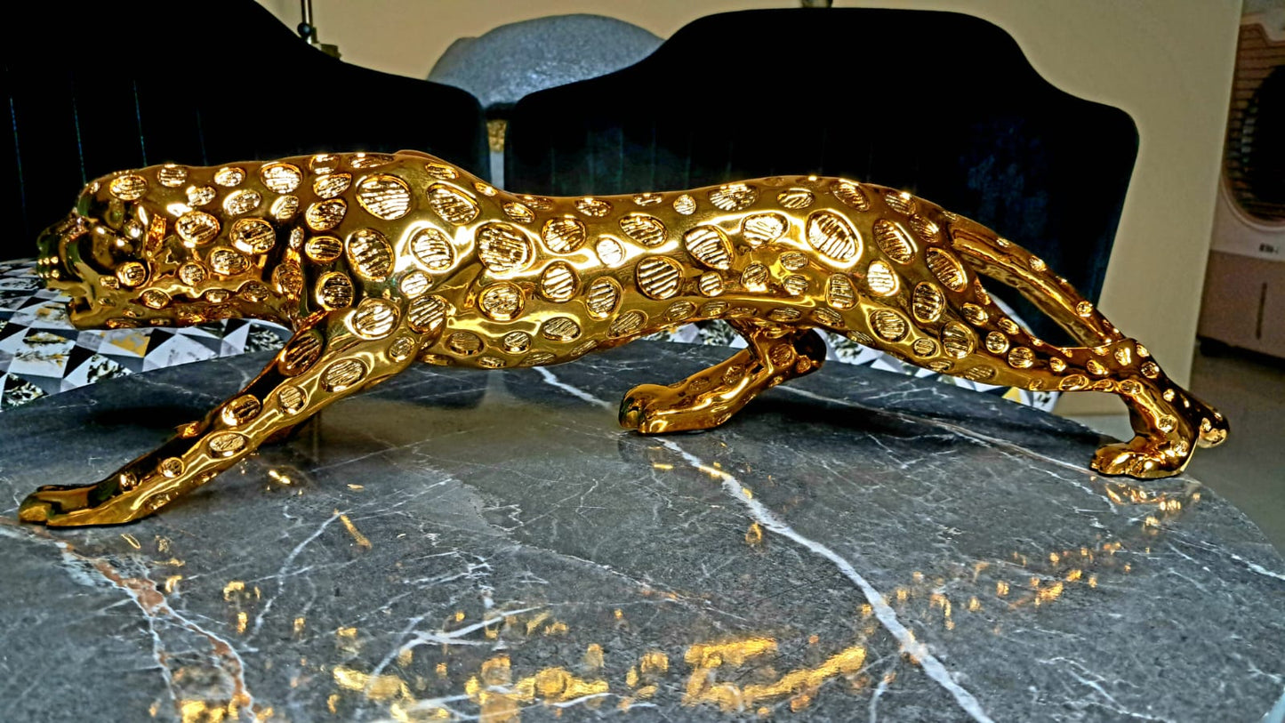 Golden Resin Panther LXWXH:60x20x17 cm - KRIDHA DECOR