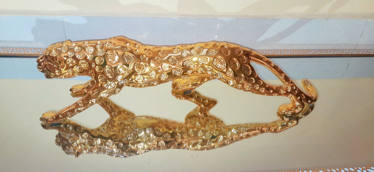 Golden Resin Panther LXWXH:60x20x17 cm - KRIDHA DECOR