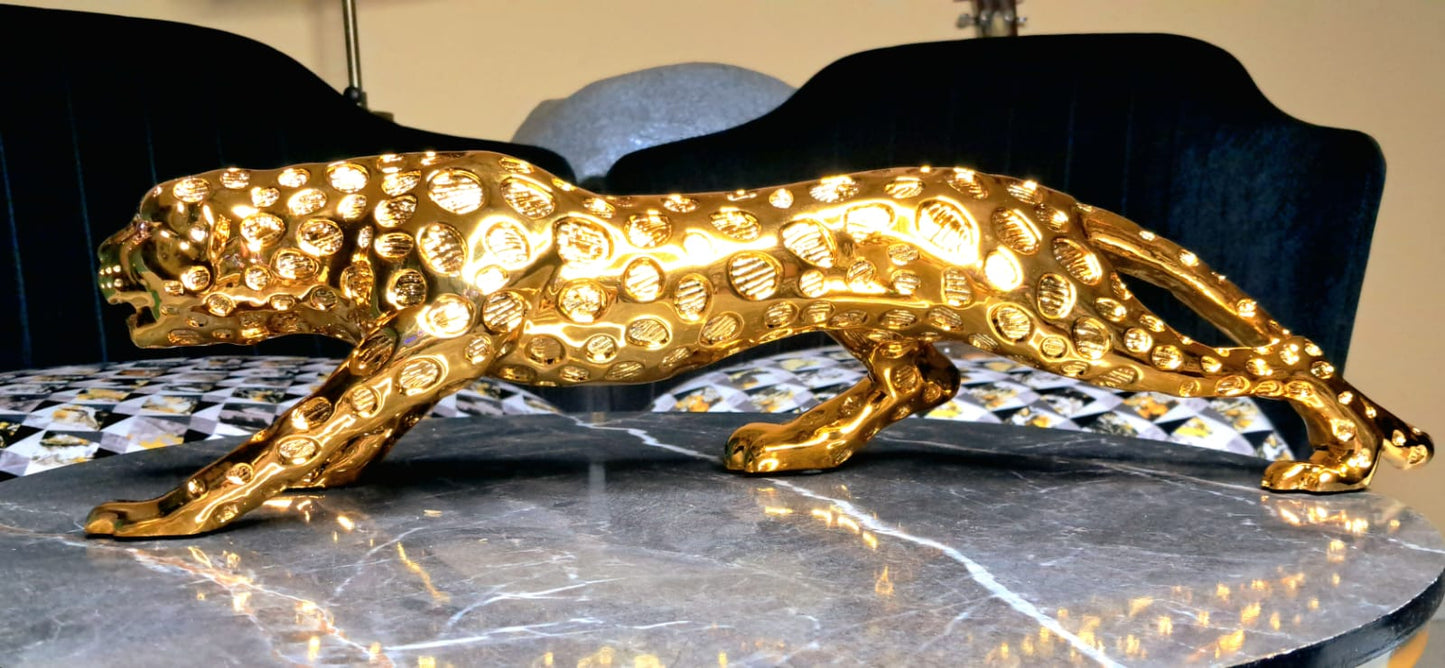 Golden Resin Panther LXWXH:60x20x17 cm - KRIDHA DECOR