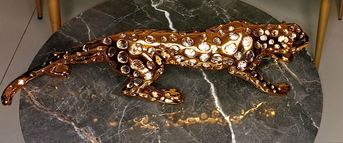 Golden Resin Panther LXWXH:60x20x17 cm - KRIDHA DECOR