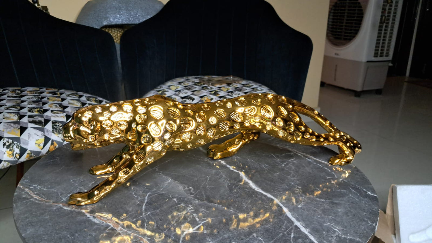 Golden Resin Panther LXWXH:60x20x17 cm - KRIDHA DECOR