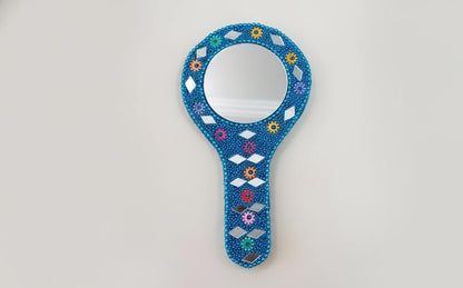 Handmade Rajasthani Hand Mirror – Colorful Mehndi Haldi Favor, Indian Wedding Gift - KRIDHA DECOR