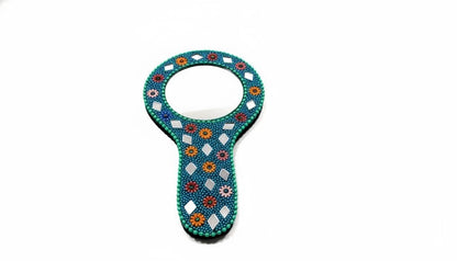 Handmade Rajasthani Hand Mirror – Colorful Mehndi Haldi Favor, Indian Wedding Gift - KRIDHA DECOR