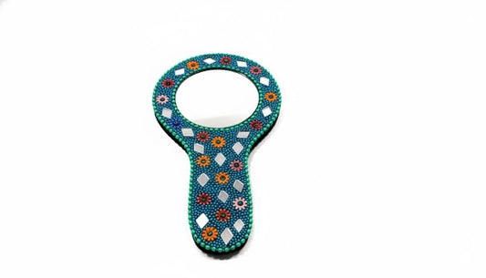Handmade Rajasthani Hand Mirror – Colorful Mehndi Haldi Favor, Indian Wedding Gift - KRIDHA DECOR